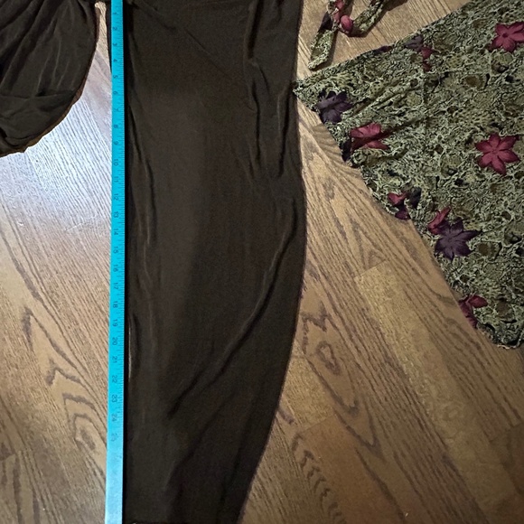 Womens 3 Piece Skirt pants Top Set Floral Comfort Stretch NYPL Brown L - Picture 10 of 16